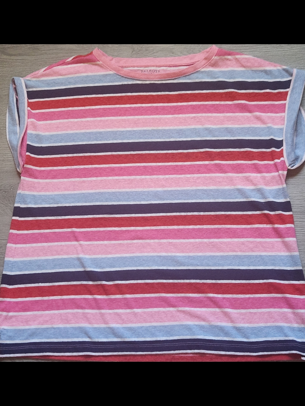 Talbots Women’s Short Sleeve Striped Tee - Pink, Blue, Burgundy